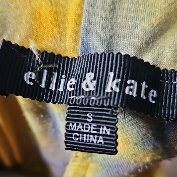 Ellie & Kate Yellow and Black Tie-Dye Wide-Leg Pants With Side Slits Small - Picture 11 of 12